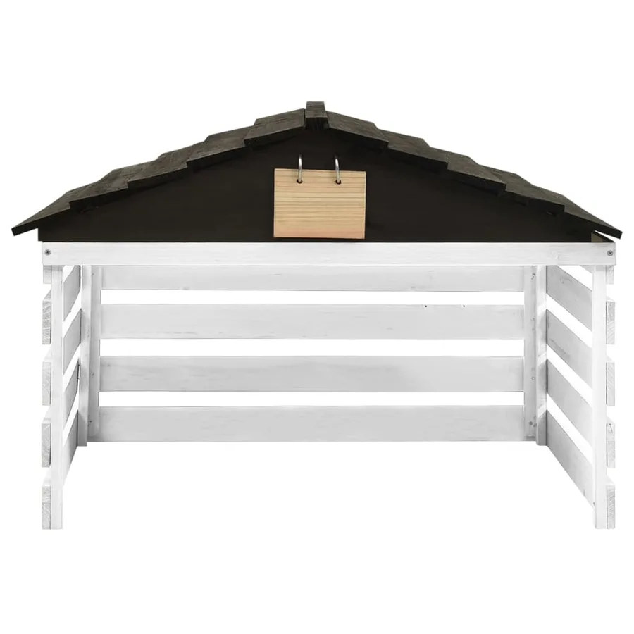 Garage de tondeuse à gazon Noir et blanc 78x74x54 cm Sapin - 2