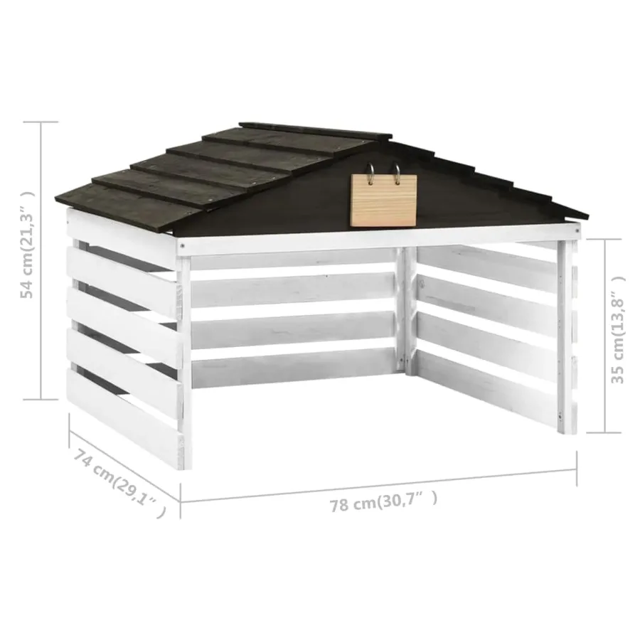Garage de tondeuse à gazon Noir et blanc 78x74x54 cm Sapin - 7