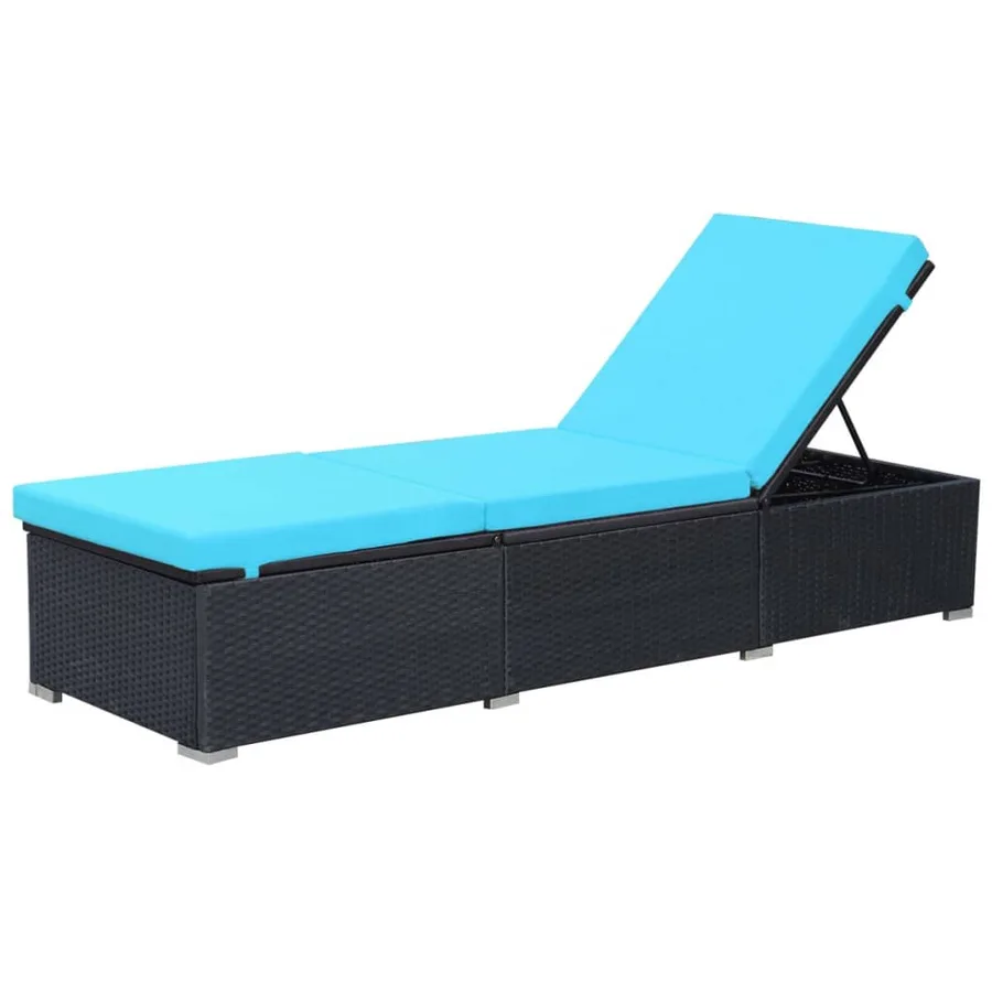 Chaise longue avec coussin Résine tressée Noir - 2
