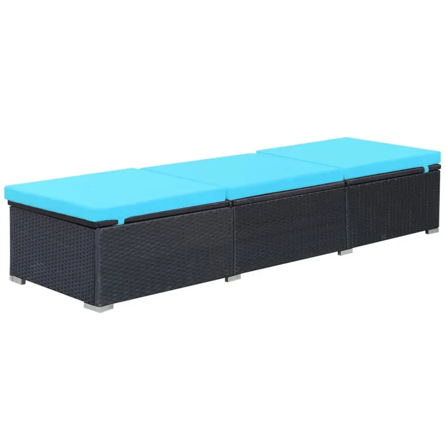 Chaise longue avec coussin Résine tressée Noir - 3