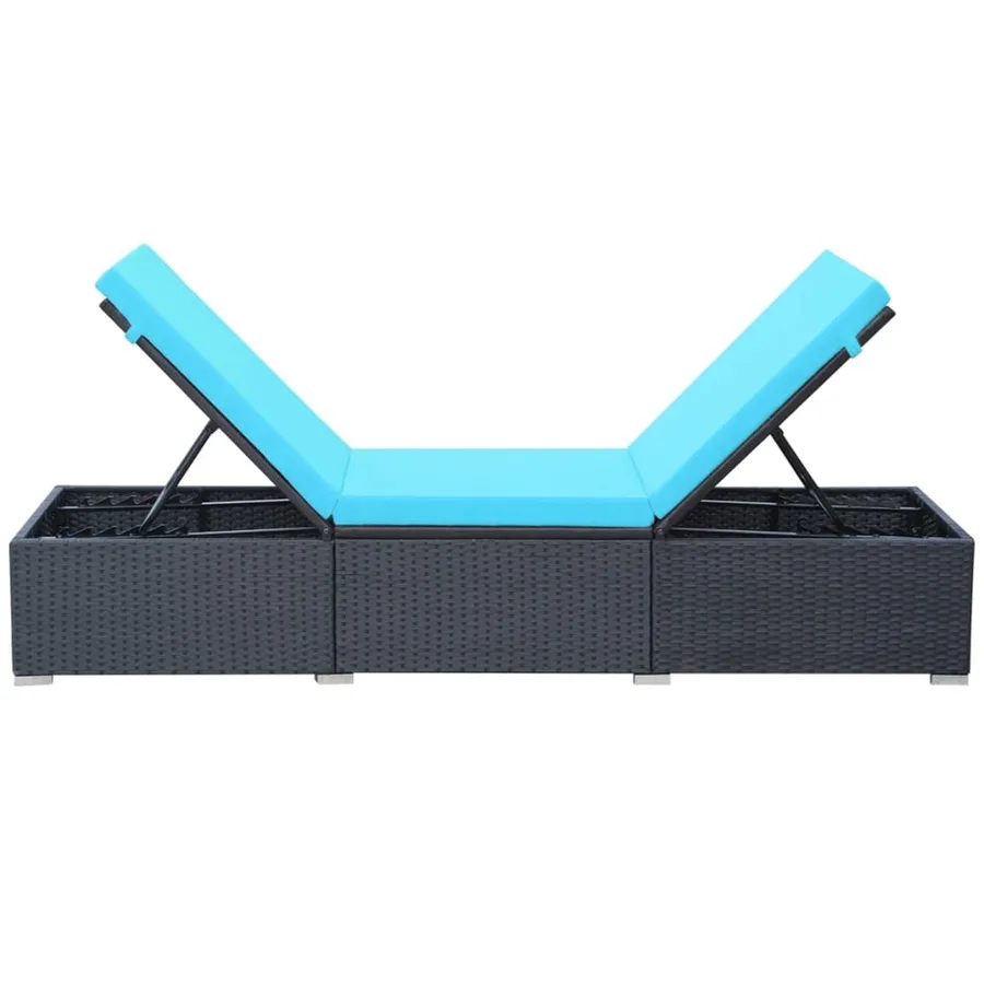 Chaise longue avec coussin Résine tressée Noir - 5
