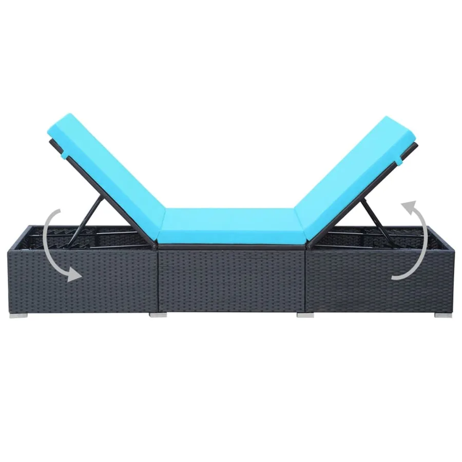 Chaise longue avec coussin Résine tressée Noir - 6