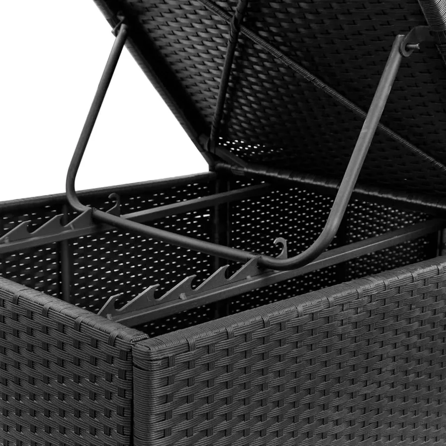 Chaise longue avec coussin Résine tressée Noir - 8