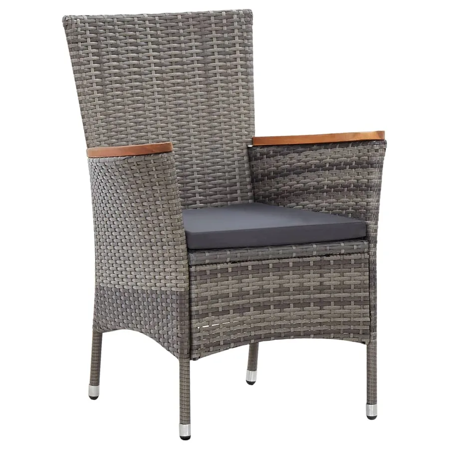Ensemble à manger de jardin 9 pcs coussins Résine tressée Gris - 6
