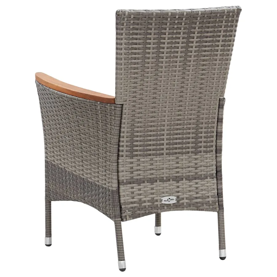 Ensemble à manger de jardin 9 pcs coussins Résine tressée Gris - 8