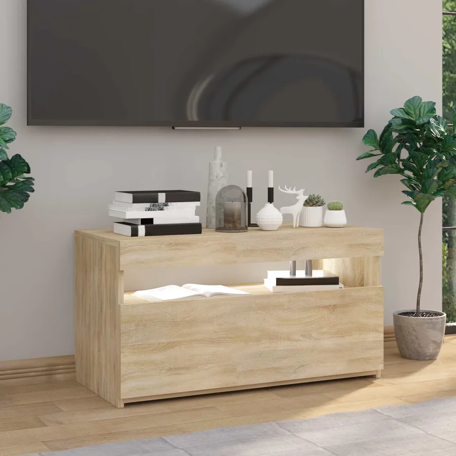 Meuble TV avec lumières LED Chêne sonoma 75x35x40 cm - 6