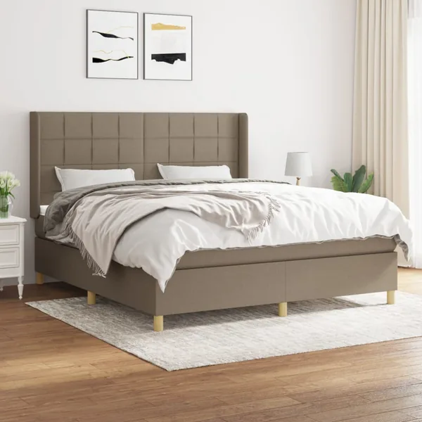 Sommier à lattes de lit avec matelas Taupe 180x200 cm Tissu