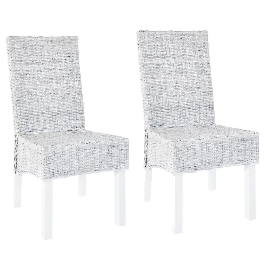 Chaises à manger lot de 2 rotin kubu et bois d'acajou