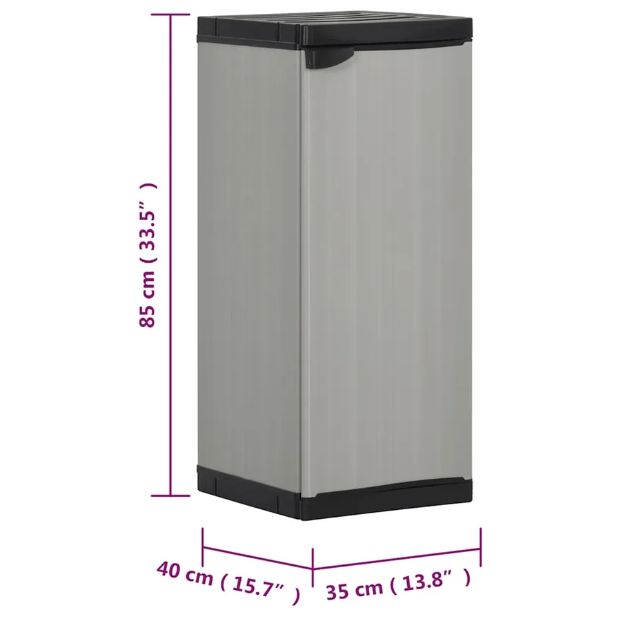 Armoire de rangement de jardin 1 étagère Gris/noir 35x40x85 cm - 9