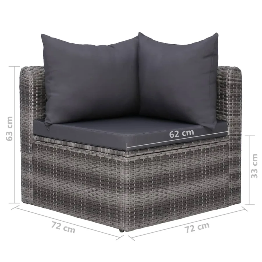 Salon de jardin 8 pcs avec coussins Résine tressée Gris - 8