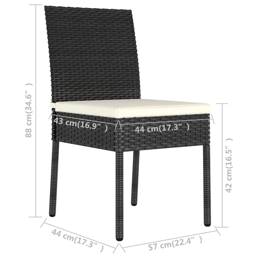 Ensemble à manger de jardin 3 pcs Résine tressée Noir - 12