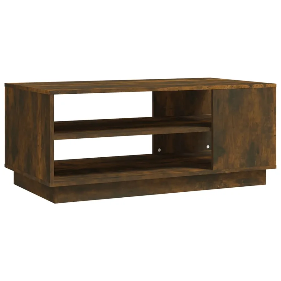 Table basse chêne fumé 102x55x43 cm bois d'ingénierie - 2