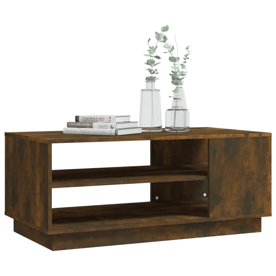 Table basse chêne fumé 102x55x43 cm bois d'ingénierie - 6