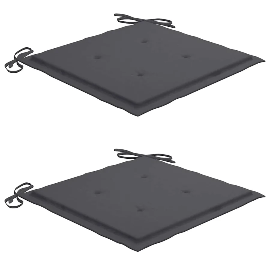 Chaises de jardin lot de 2 et coussins anthracite Bois de teck - 6