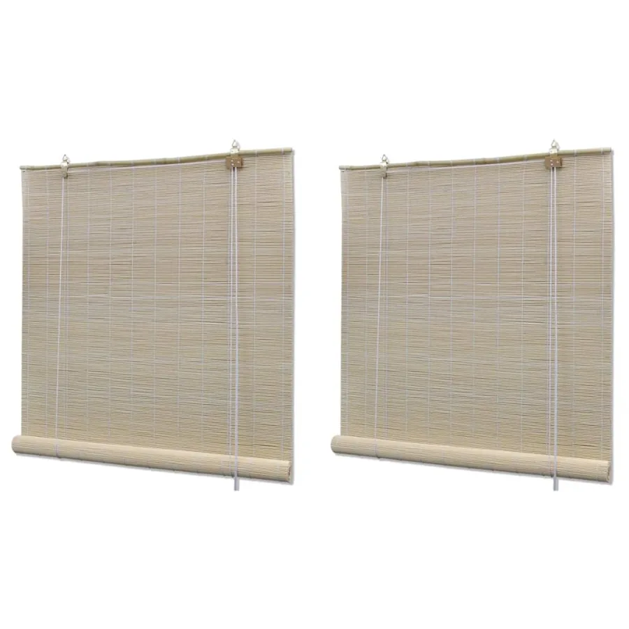 Stores à rouleau Bambou naturel 2 pcs 120x160 cm