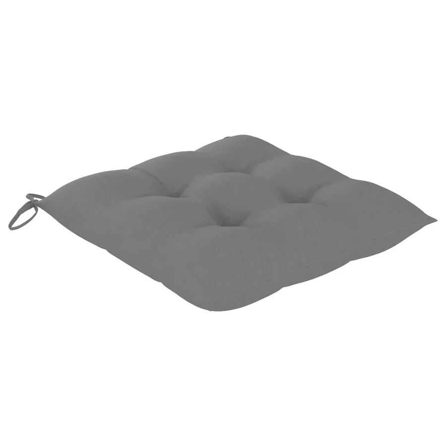 Chaise à bascule avec coussin gris Bois de teck solide - 4