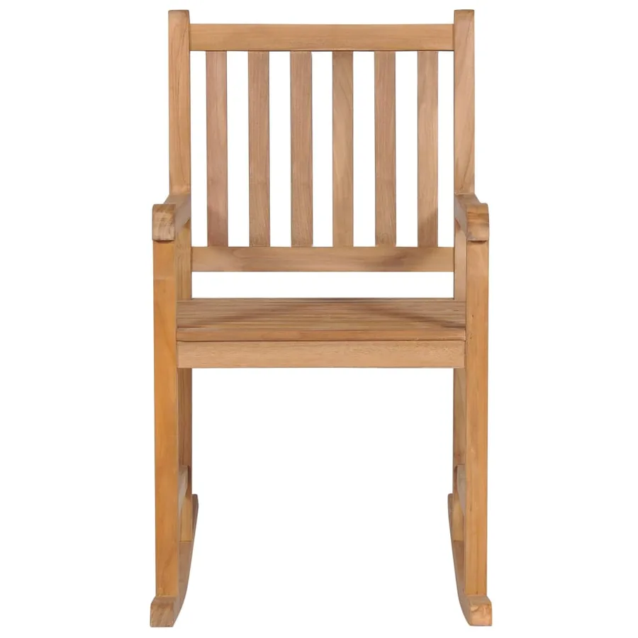 Chaise à bascule avec coussin gris Bois de teck solide - 8