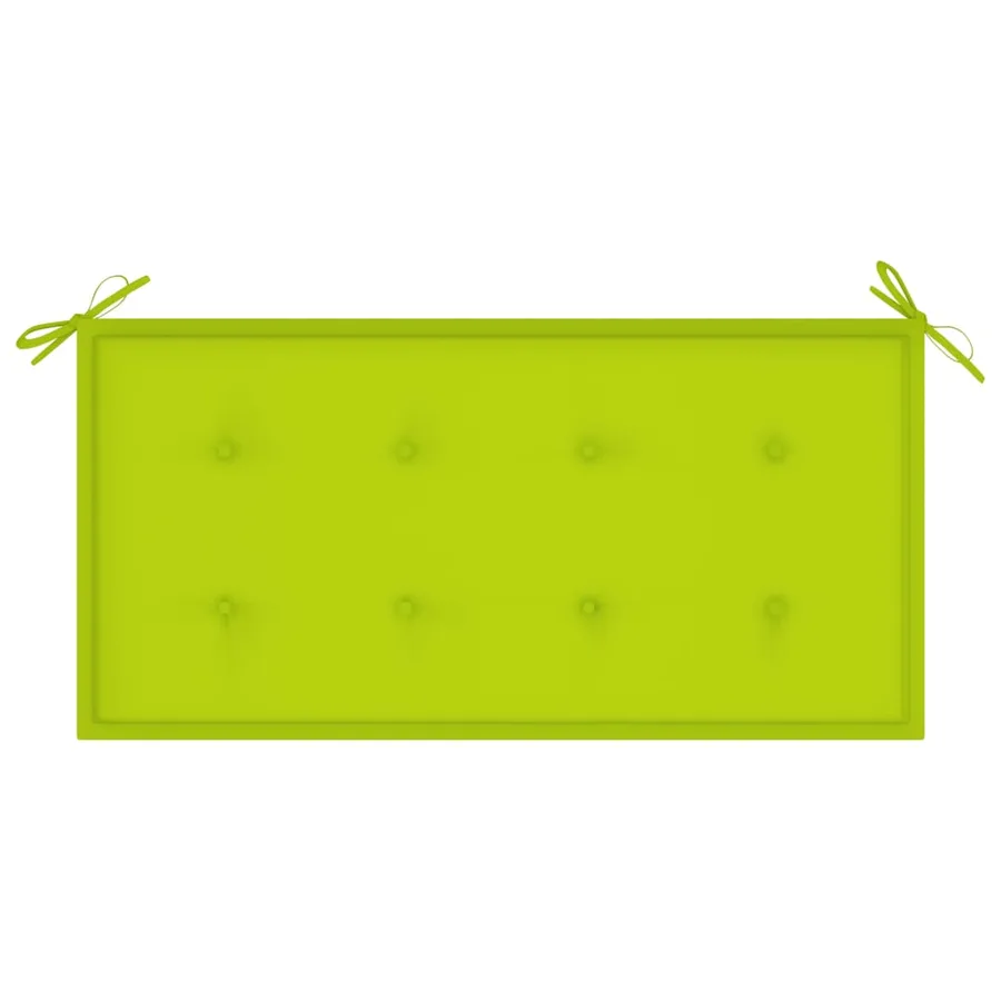Banc de jardin avec coussin vert vif 112 cm Bois de teck massif - 6