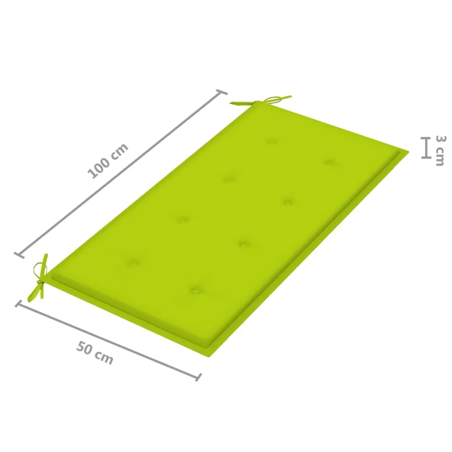 Banc de jardin avec coussin vert vif 112 cm Bois de teck massif - 9