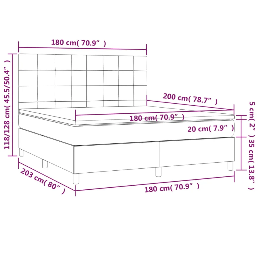 Sommier à lattes de lit avec matelas Taupe 180x200 cm Tissu - 6