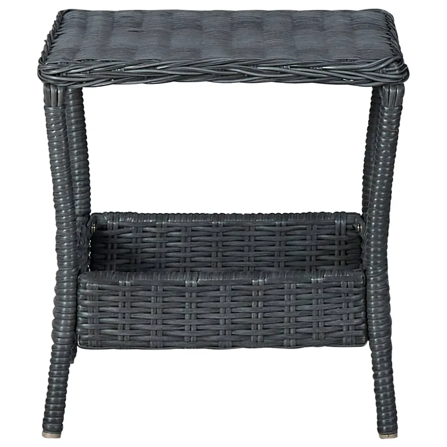 Salon de jardin 3 pcs avec coussins résine tressée gris foncé - 18