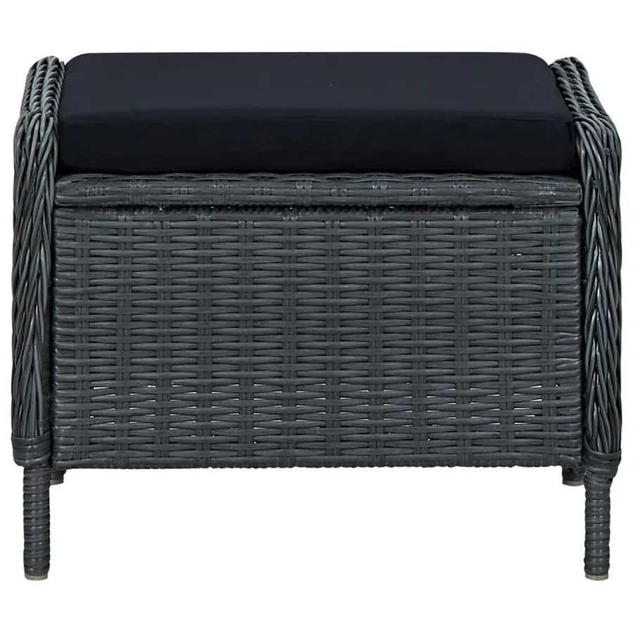 Salon de jardin 3 pcs avec coussins résine tressée gris foncé - 6