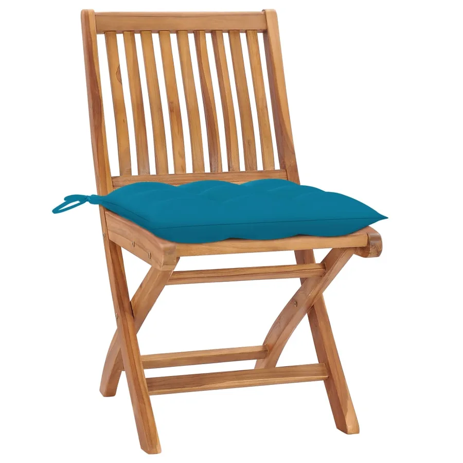 Chaises pliables de jardin avec coussins lot de 8 Teck solide - 2