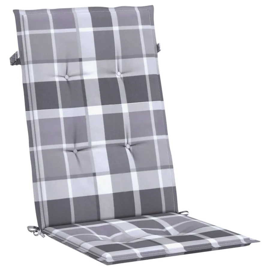 Coussins de chaise jardin à dossier haut lot de 6 carreaux gris - 5