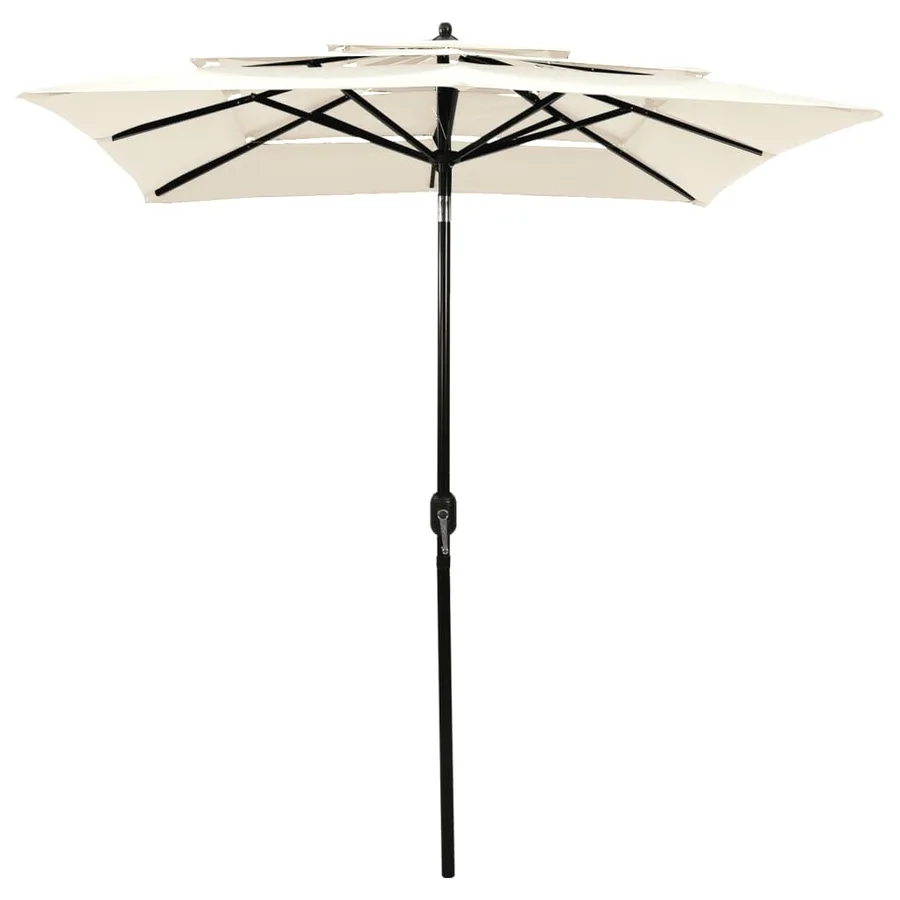 Parasol de jardin à 3 niveaux avec mât en aluminium sable 2x2 m - 2
