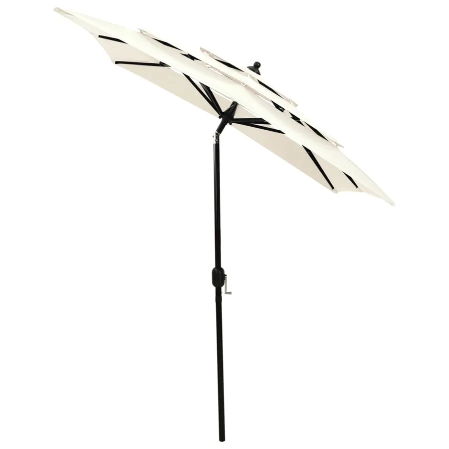 Parasol de jardin à 3 niveaux avec mât en aluminium sable 2x2 m - 3