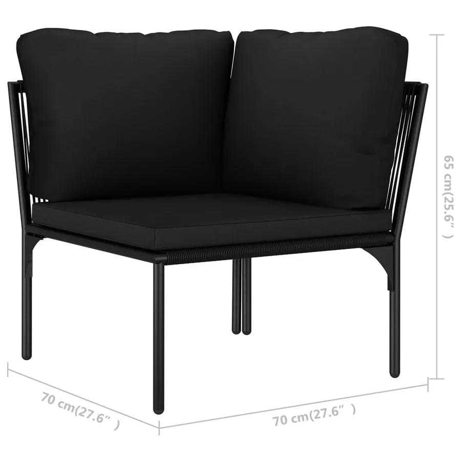 Salon de jardin 6 pcs avec coussins Noir PVC - 15