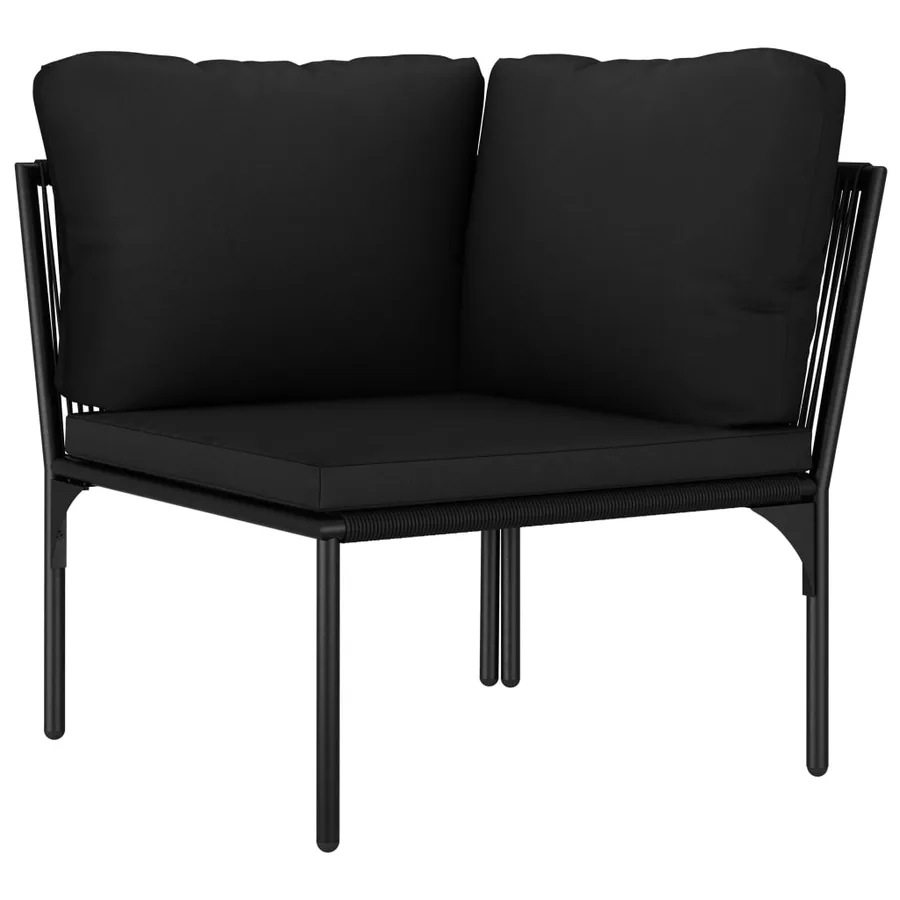 Salon de jardin 6 pcs avec coussins Noir PVC - 6