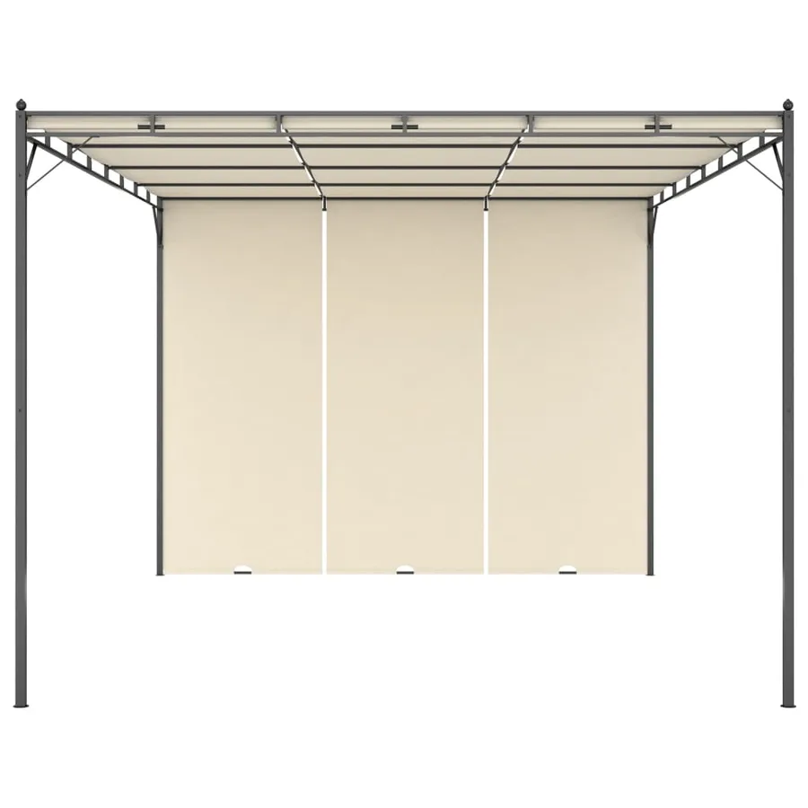 Belvédère de jardin avec rideau latéral 4x3x2,25 m Crème - 2