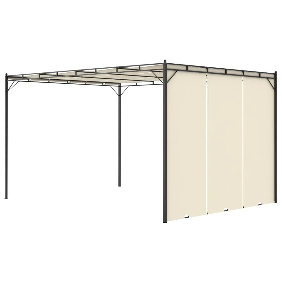 Belvédère de jardin avec rideau latéral 4x3x2,25 m Crème - 4