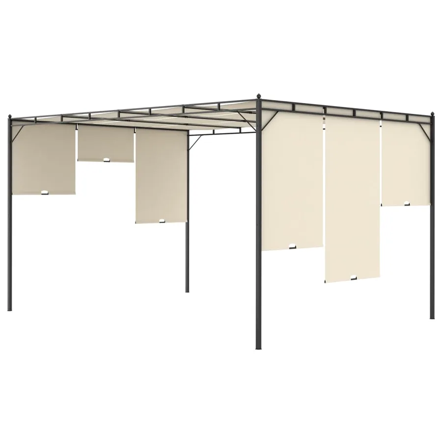 Belvédère de jardin avec rideau latéral 4x3x2,25 m Crème - 5