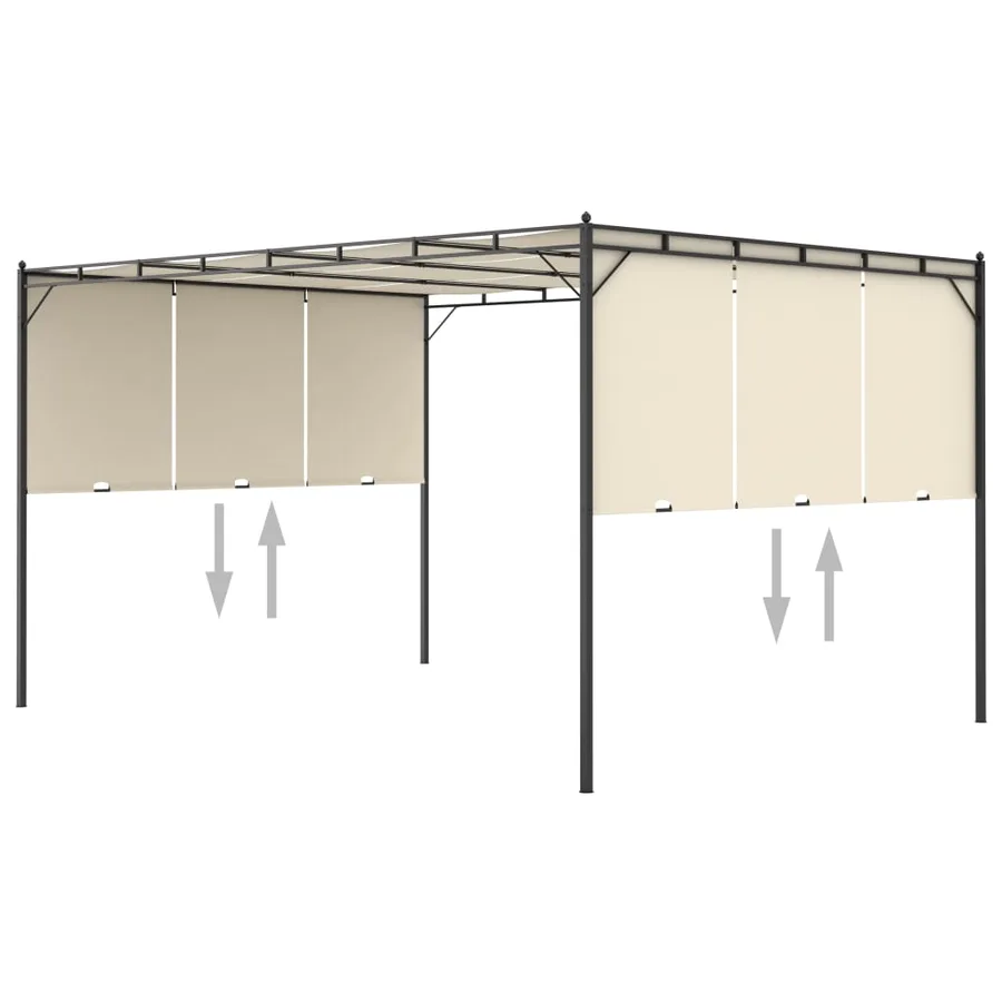 Belvédère de jardin avec rideau latéral 4x3x2,25 m Crème - 6
