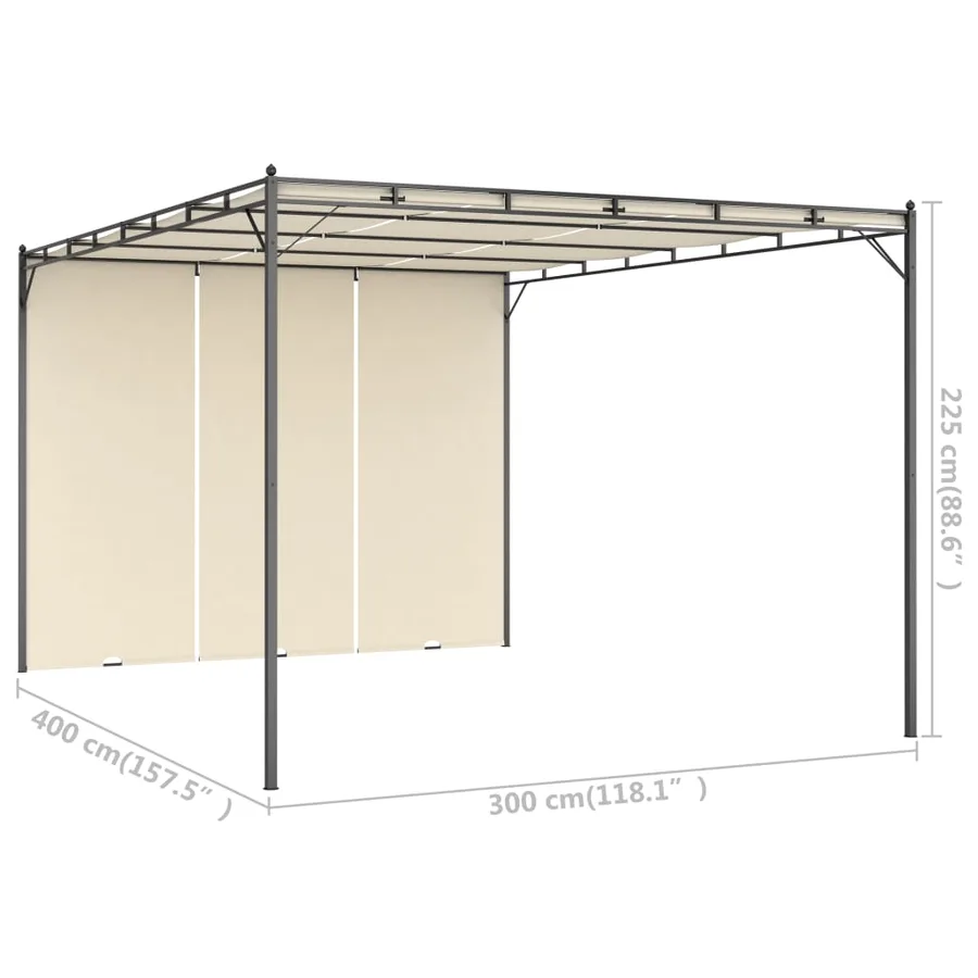 Belvédère de jardin avec rideau latéral 4x3x2,25 m Crème - 8