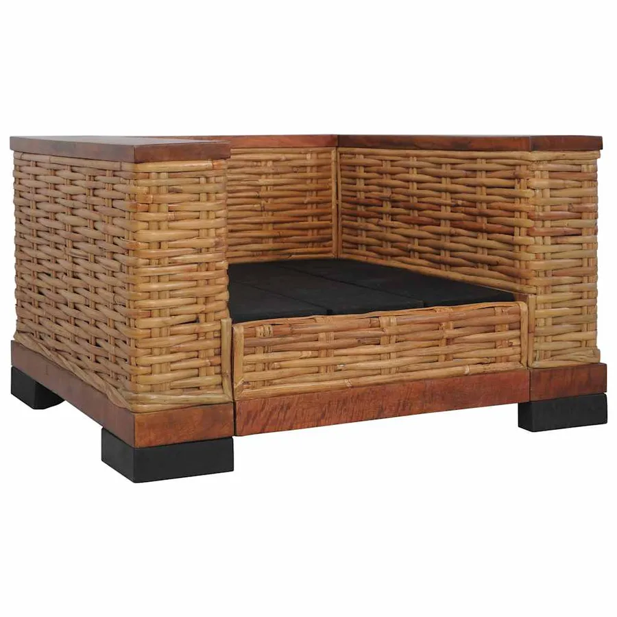 Fauteuil avec coussins Marron Rotin naturel - 5