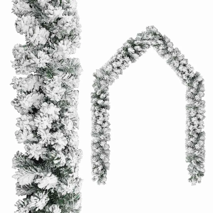 Guirlande de Noël avec neige floquée Vert 10 m PVC