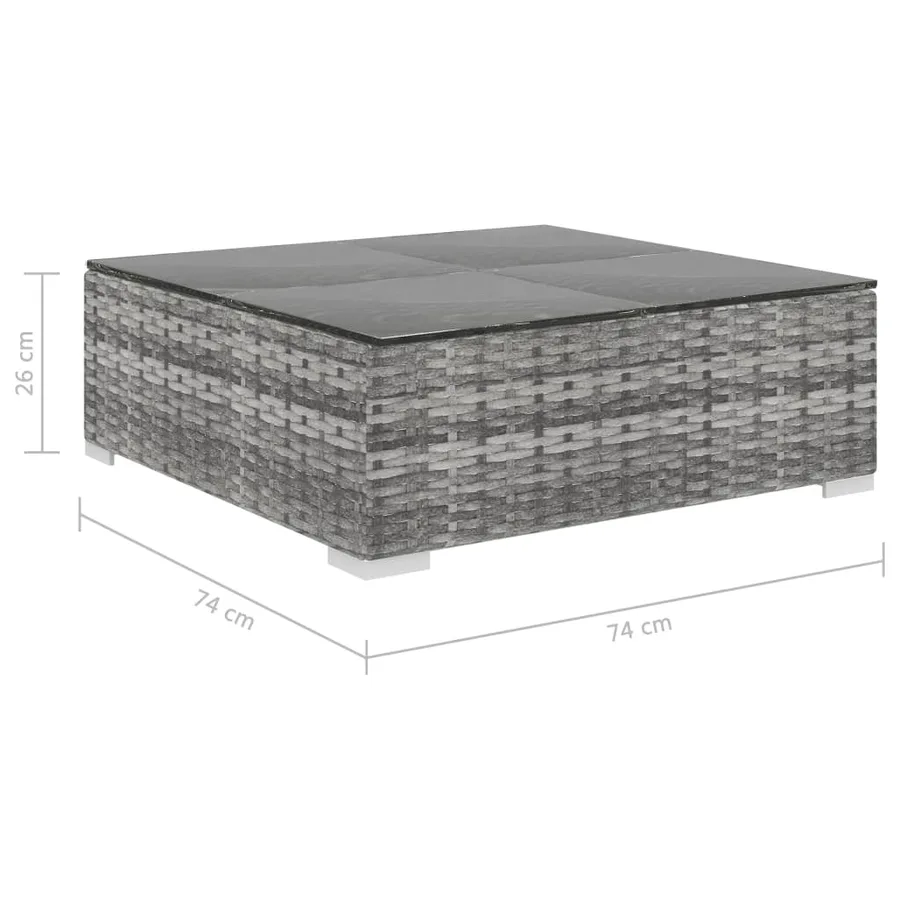 Salon de jardin 4 pcs avec coussins résine tressée gris - 11