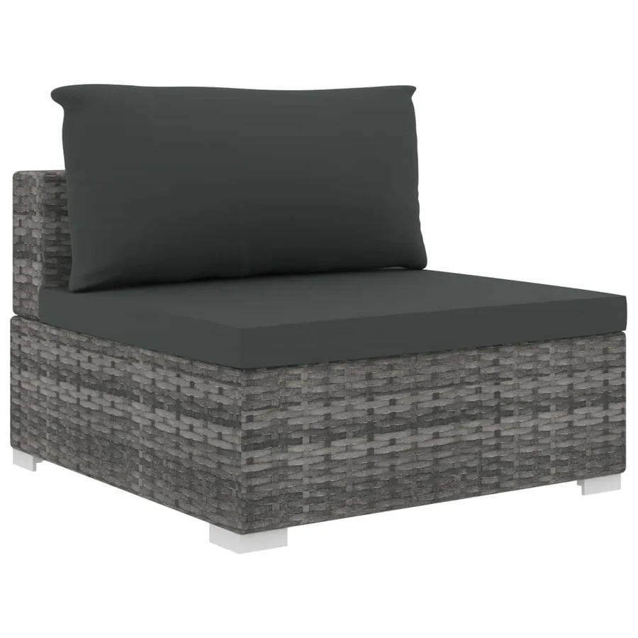 Salon de jardin 4 pcs avec coussins résine tressée gris - 5