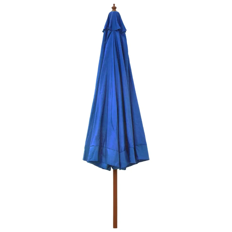 Parasol d'extérieur avec mât en bois 330 cm Bleu azuré - 3