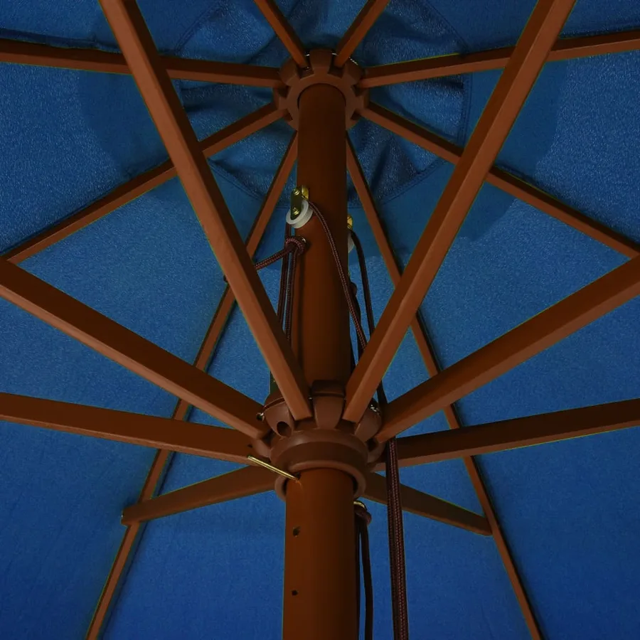 Parasol d'extérieur avec mât en bois 330 cm Bleu azuré - 4