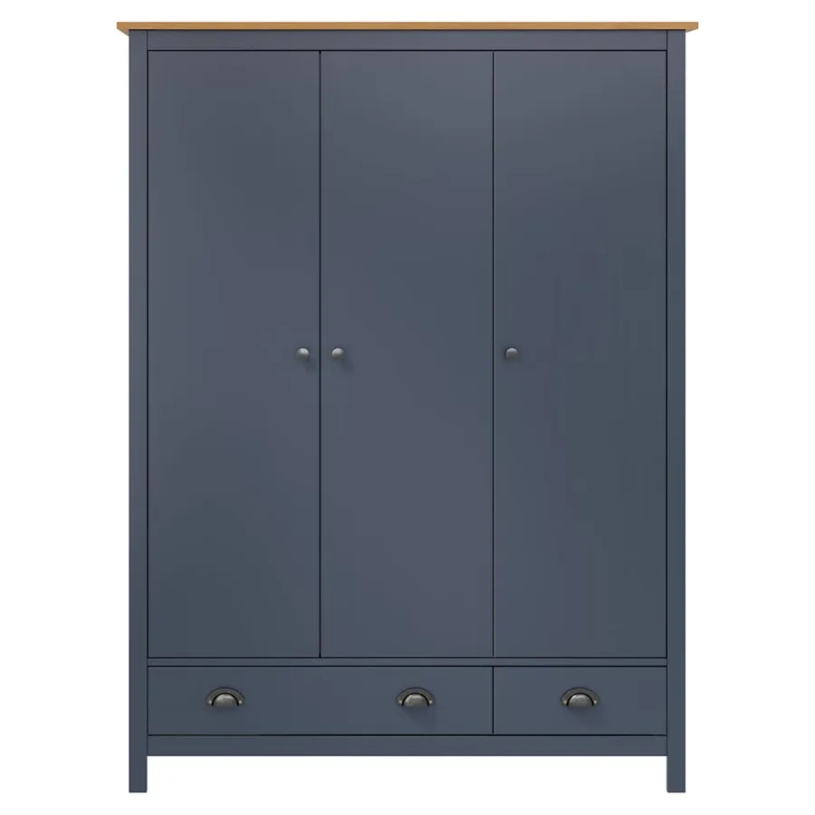 Garde-robe à 3 portes Hill Gris 127x50x170 cm Pin solide - 3