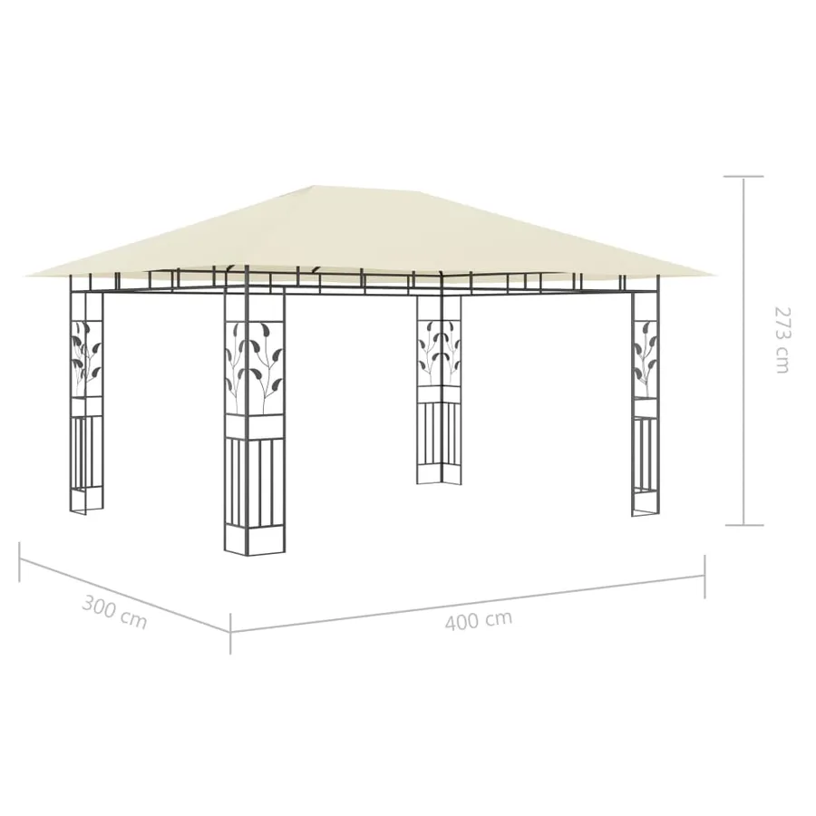 Tonnelle avec moustiquaire et lumières LED 4x3x2,73 m Crème - 11