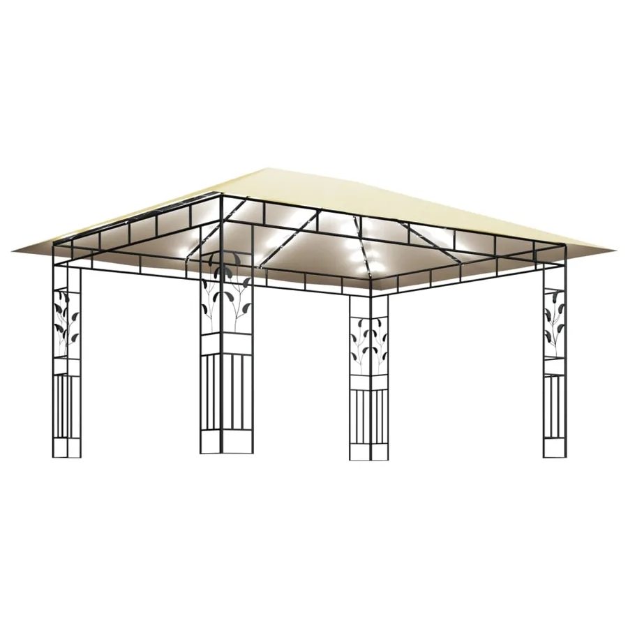 Tonnelle avec moustiquaire et lumières LED 4x3x2,73 m Crème - 4