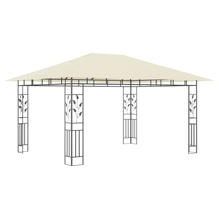 Tonnelle avec moustiquaire et lumières LED 4x3x2,73 m Crème - 5
