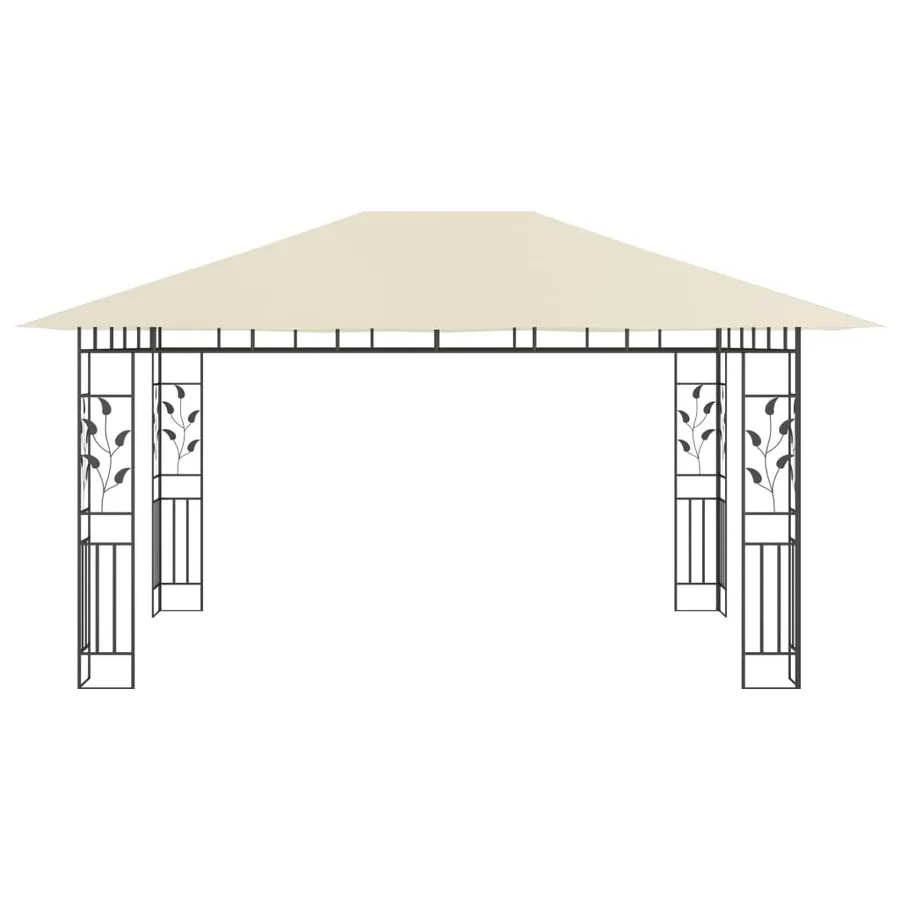 Tonnelle avec moustiquaire et lumières LED 4x3x2,73 m Crème - 7