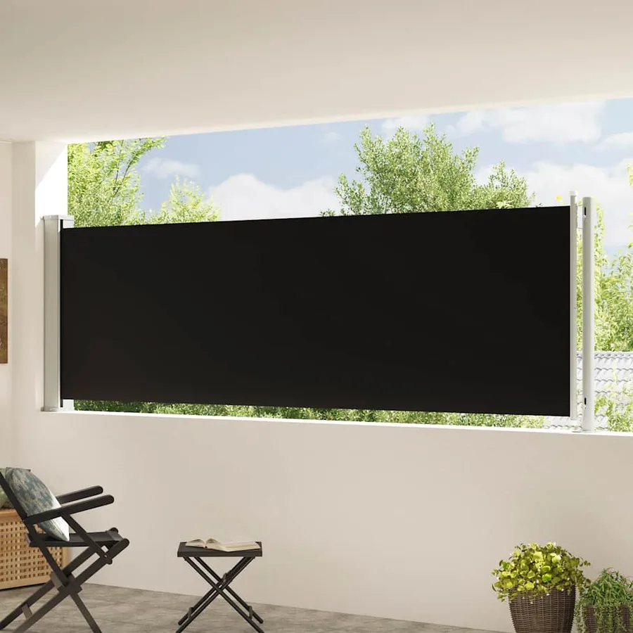 Auvent latéral rétractable de patio 117x600 cm Noir - 3
