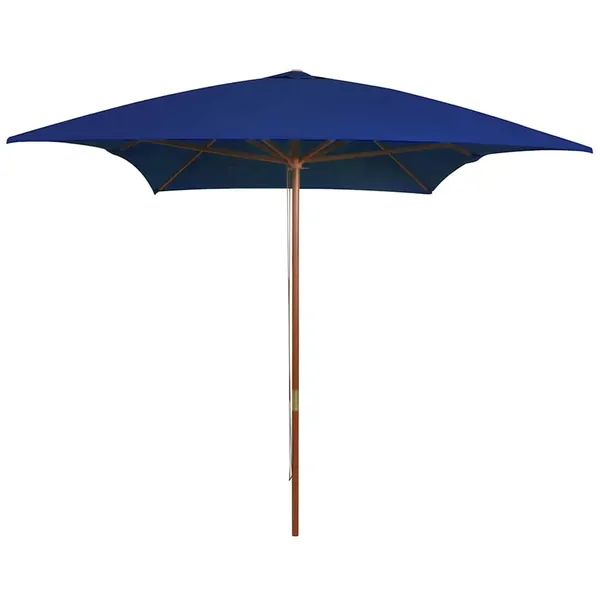 Parasol de jardin avec mât en bois bleu 200x300 cm